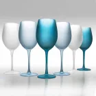 Colored Wine Glasses in Frosted Glass with Ice Effect, 12 Pieces - Autumn Viadurini