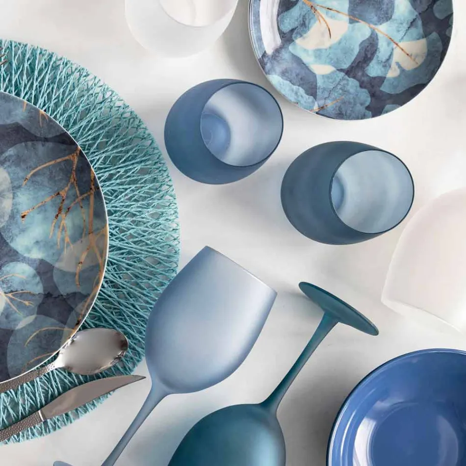 Colored Wine Glasses in Frosted Glass with Ice Effect, 12 Pieces - Autumn Viadurini