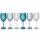 Colored Wine Glasses in Frosted Glass with Ice Effect, 12 Pieces - Autumn Viadurini