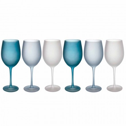 Colored Wine Glasses in Frosted Glass with Ice Effect, 12 Pieces - Autumn Viadurini