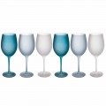 Colored Wine Glasses in Frosted Glass with Ice Effect, 12 Pieces - Autumn