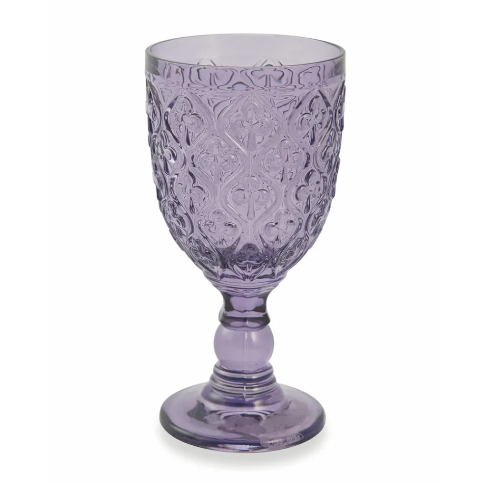 Wine or Water Goblets in Colored Glass and Arabesque Decoration 12 Pieces - Morocco Viadurini