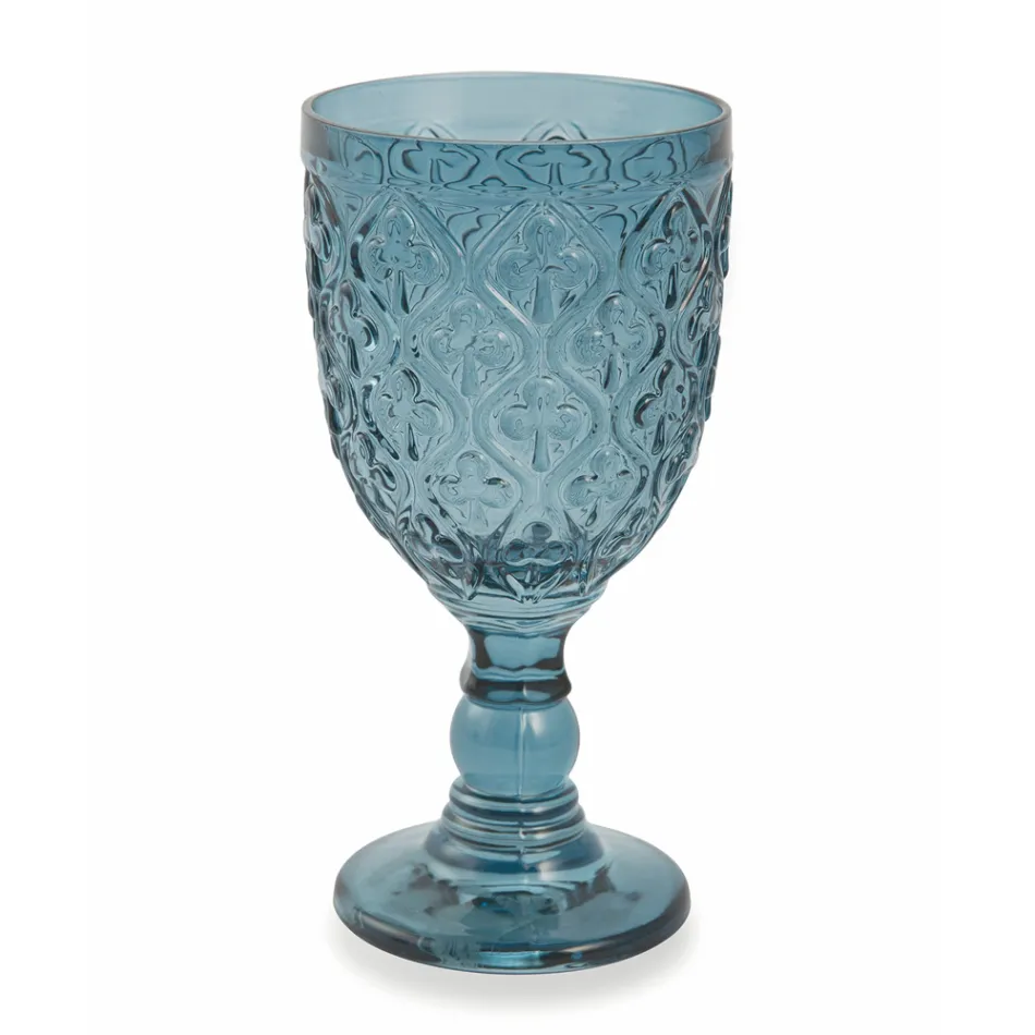 Wine or Water Goblets in Colored Glass and Arabesque Decoration 12 Pieces - Morocco Viadurini