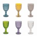 Wine or Water Goblets in Colored Glass and Arabesque Decoration 12 Pieces - Morocco