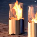 Tabletop bioethanol fireplace made of stainless steel and glass Leon
