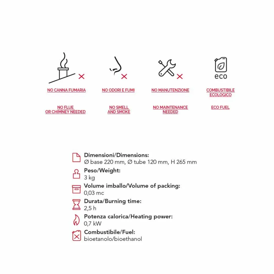 Fireplace with ceramic and glass table bioethanol Jim, made in Italy Viadurini