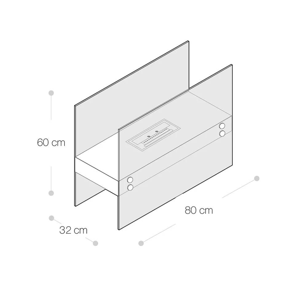 Bioethanol Floor Fireplace in White Metal and Tempered Glass - Timon Viadurini