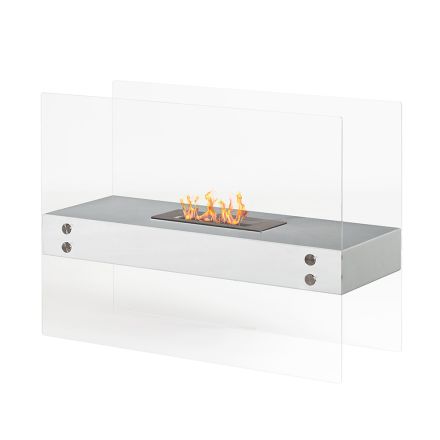 Bioethanol Floor Fireplace in White Metal and Tempered Glass - Timon Viadurini