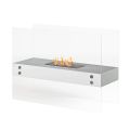 Bioethanol Floor Fireplace in White Metal and Tempered Glass - Timon