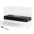 Bioethanol Floor Fireplace in Black Metal and Tempered Glass - Violante
