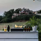 Table Bioethanol Fireplace in Tempered Glass and Black Metal - Fiandre Viadurini