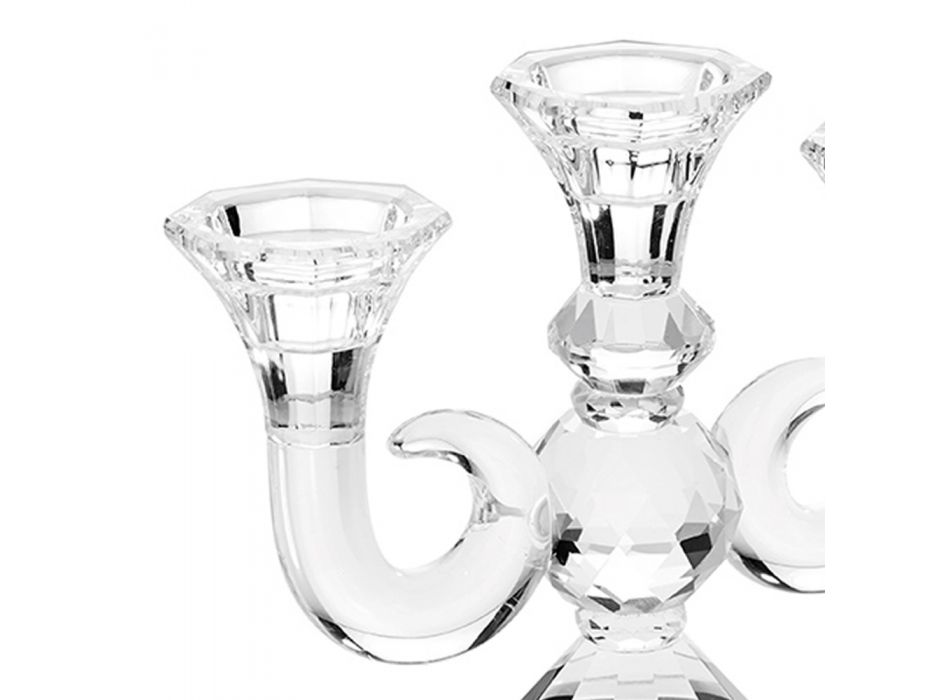 3-Flame Crystal Candelabra Luxury Design Made in Italy - Genoveffa Viadurini