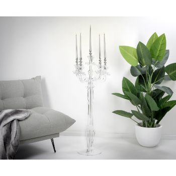 Transparent Plexiglass Candelabra with 3 Flames Made in Italy - Paolino