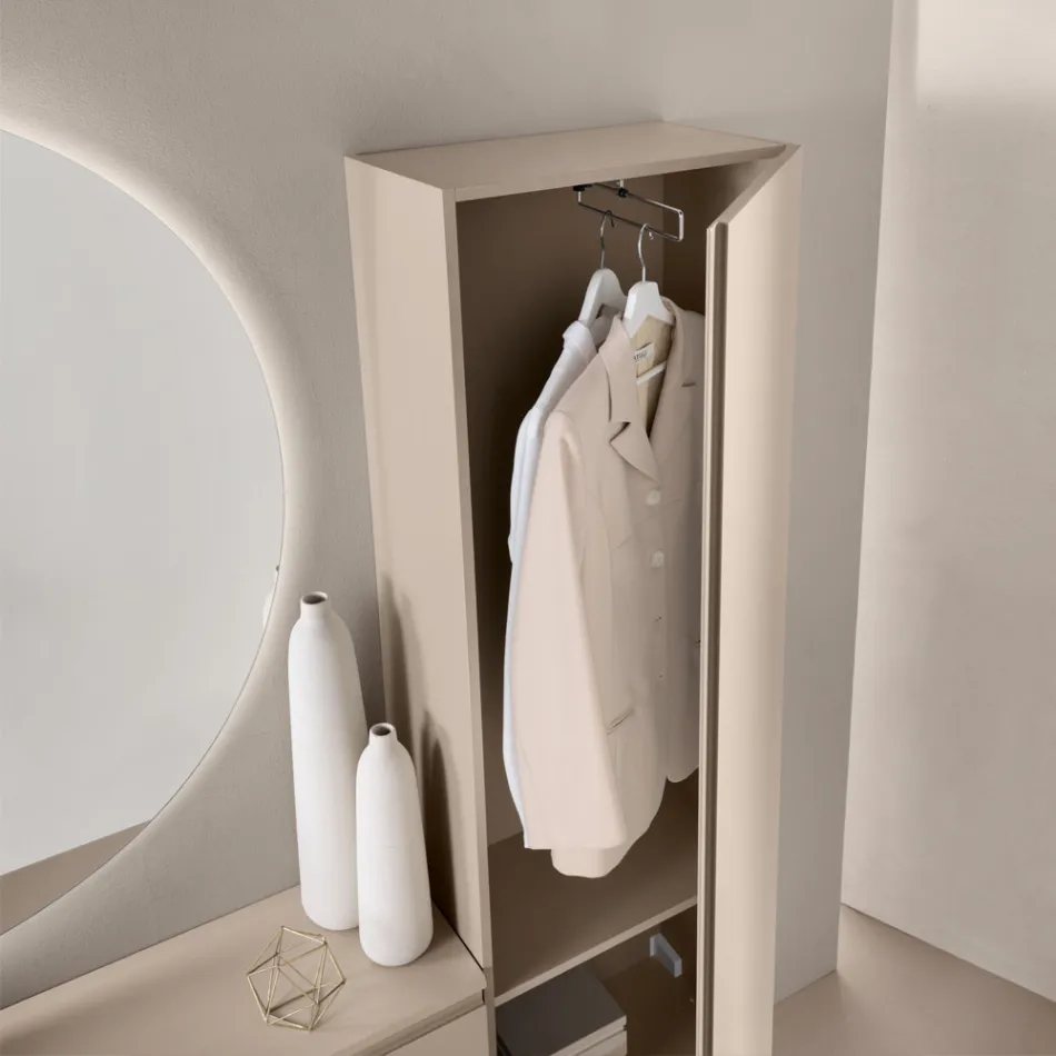 Lacquered Melamine Coat Rack with MDF Door and Internal Shelf - Lunis Viadurini