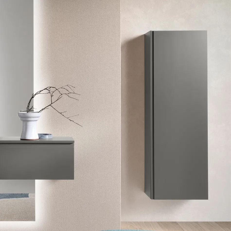 Lacquered Melamine Coat Rack with MDF Door and Internal Shelf - Lunis Viadurini