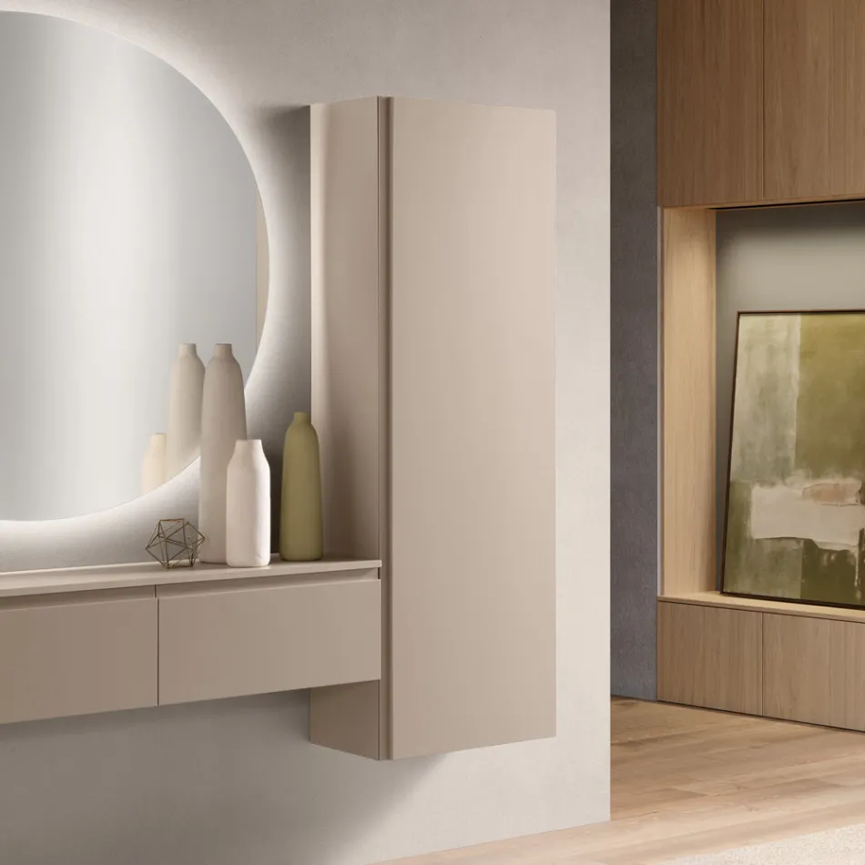 Lacquered Melamine Coat Rack with MDF Door and Internal Shelf - Lunis Viadurini