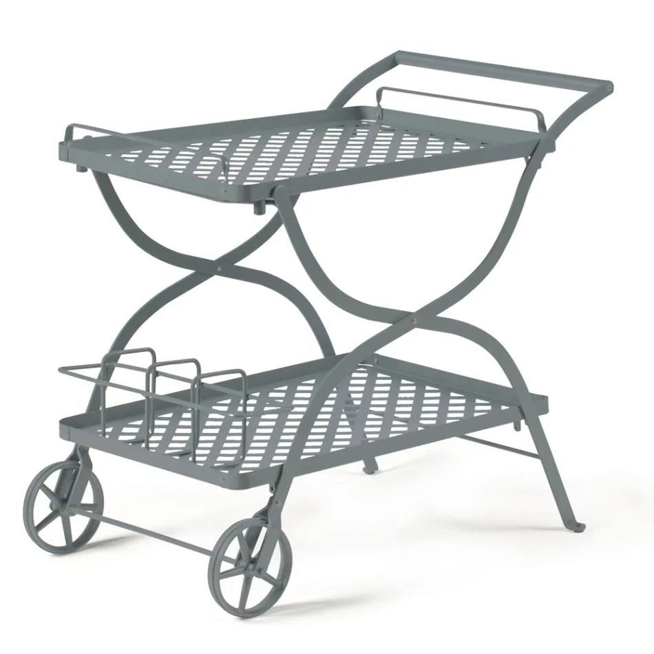 Garden Trolley in Galvanized Steel Made in Italy - Selvaggia Viadurini