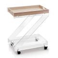 Trolley 2 Shelves in Transparent Acrylic Crystal with Tray - Zazza