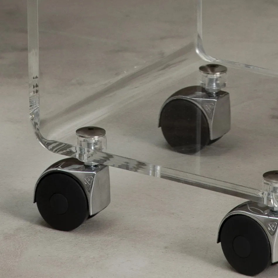Trolley Column in Transparent Acrylic Crystal 1 or 3 Shelves - Minervo Viadurini