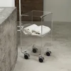 Trolley Column in Transparent Acrylic Crystal 1 or 3 Shelves - Minervo Viadurini