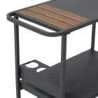 Outdoor Cart in Aluminum and Resin Wood with Wheels - Virel Viadurini
