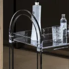 Transparent Acrylic Crystal Trolley with Wheels and Shelf - Arketipo Viadurini