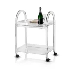Transparent Acrylic Crystal Trolley with Wheels and Shelf - Arketipo Viadurini