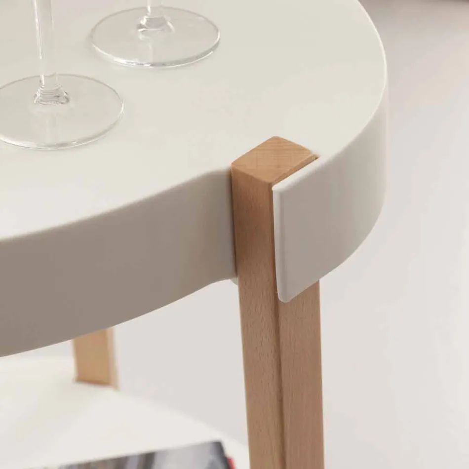 Trolley in natural beech and white polypropylene with Pineto wheels Viadurini