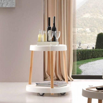 Trolley in natural beech and white polypropylene with Pineto wheels Viadurini