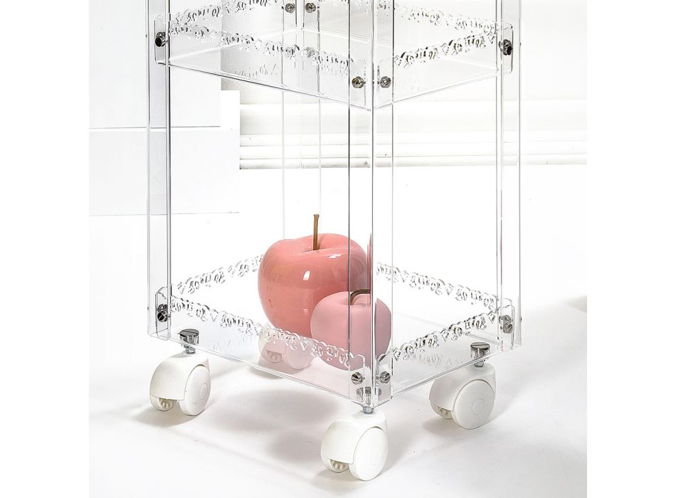 Plexiglass Food Trolley with Shelves Made in Italy - Galatius Viadurini