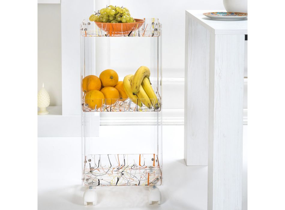 Food Trolley in Transparent Plexiglass Made in Italy - Galatius Viadurini