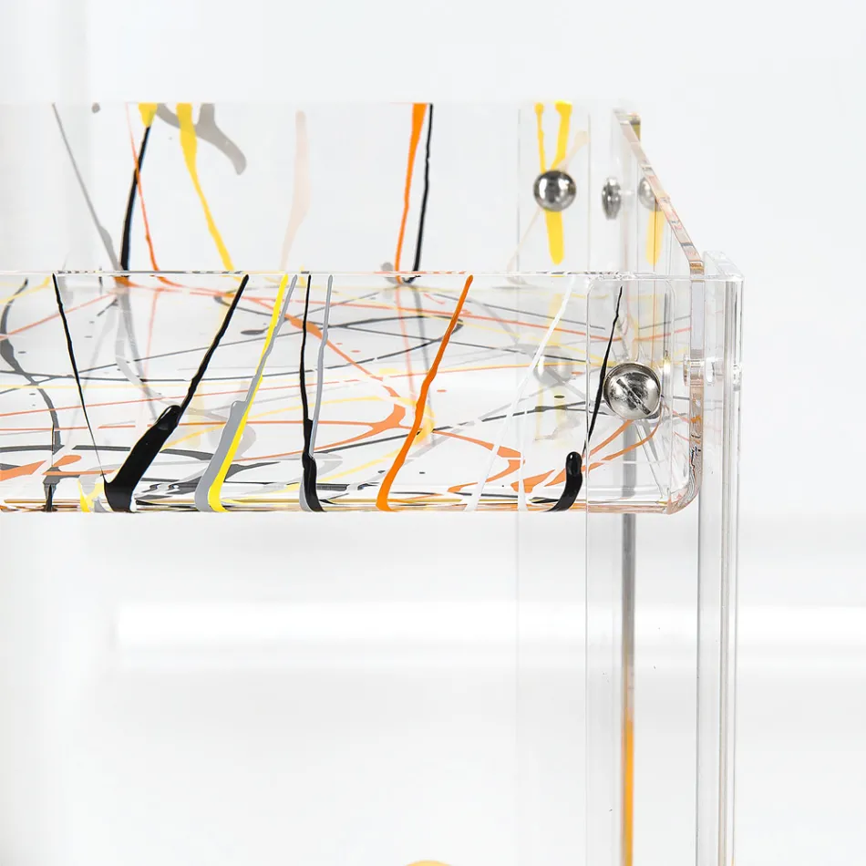 Food Trolley in Transparent Plexiglass Made in Italy - Galatius Viadurini