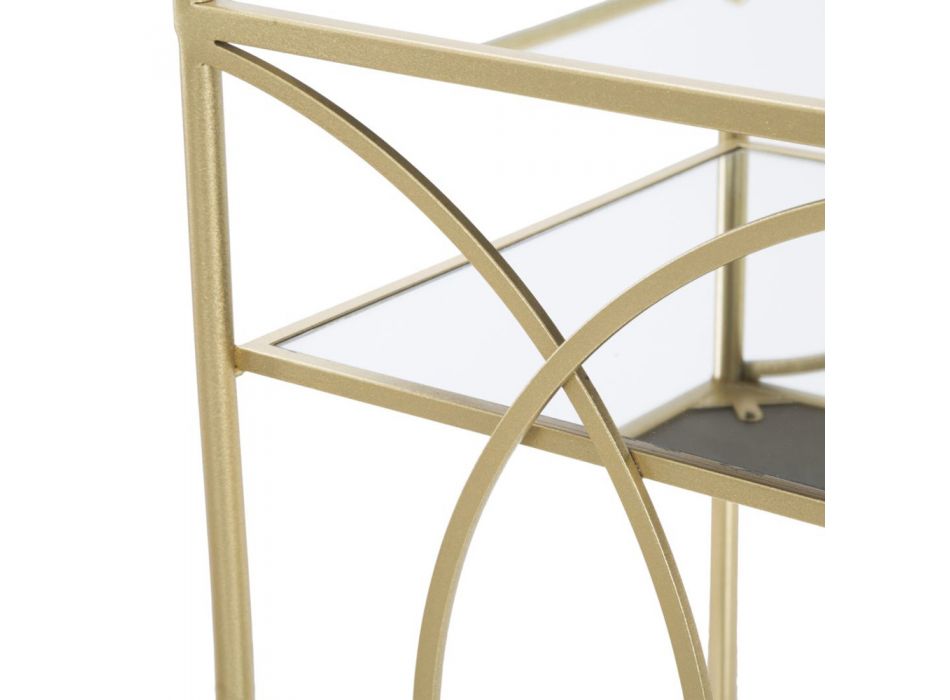 Food Trolley with Iron Structure and Mirrored Tops - Mink Viadurini