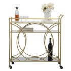 Food Trolley with Iron Structure and Mirrored Tops - Mink Viadurini