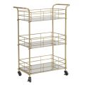 Gold Food Trolley with Iron Structure and Glass Tops - Viviana