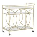 Golden Food Trolley with Iron Base and Mirrored Tops - Mink