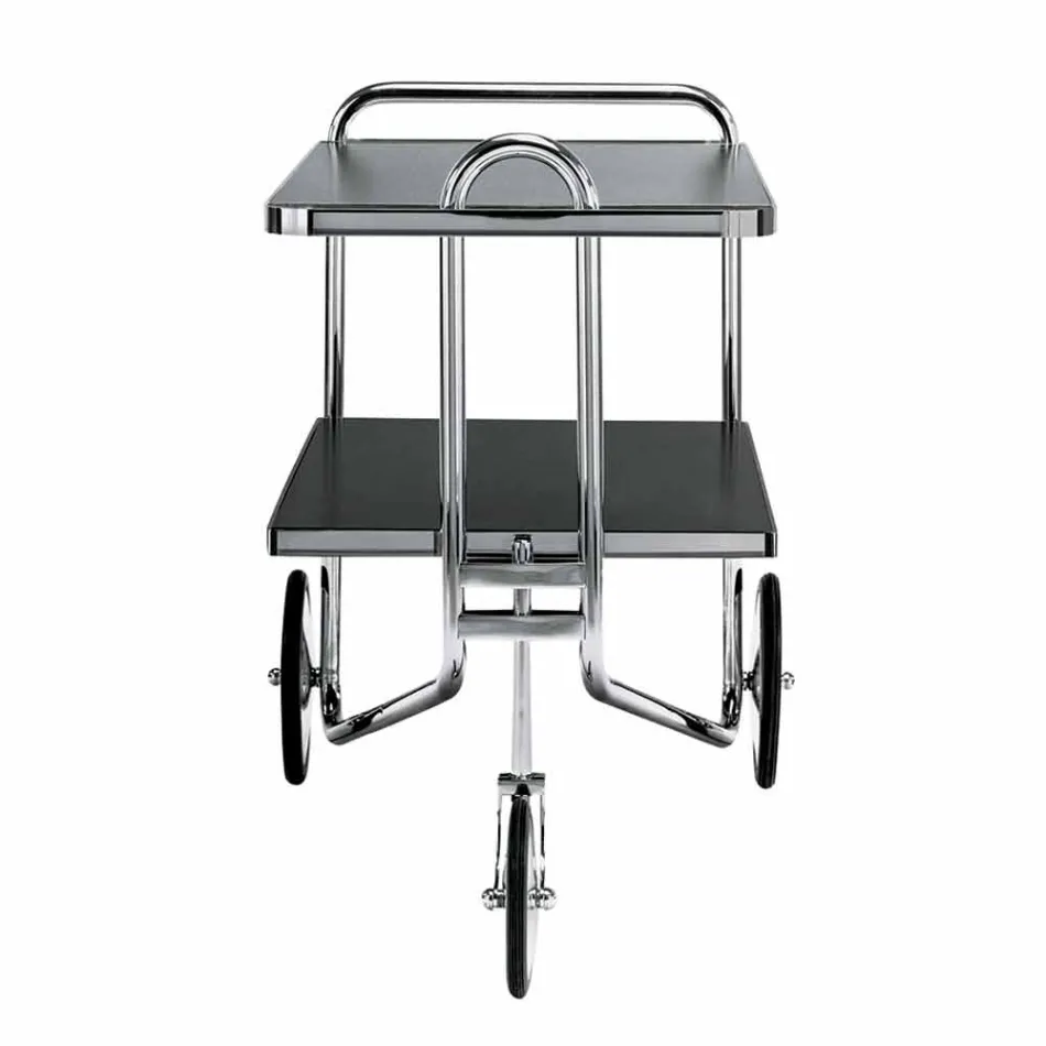 Food Trolley in Chromed and Laminated Steel Made in Italy - Singapore Viadurini