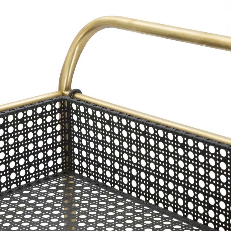 Gold Food Trolley with Iron Structure and 3 Shelves - Elegant Viadurini