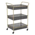 Gold Food Trolley with Iron Structure and 3 Shelves - Elegant
