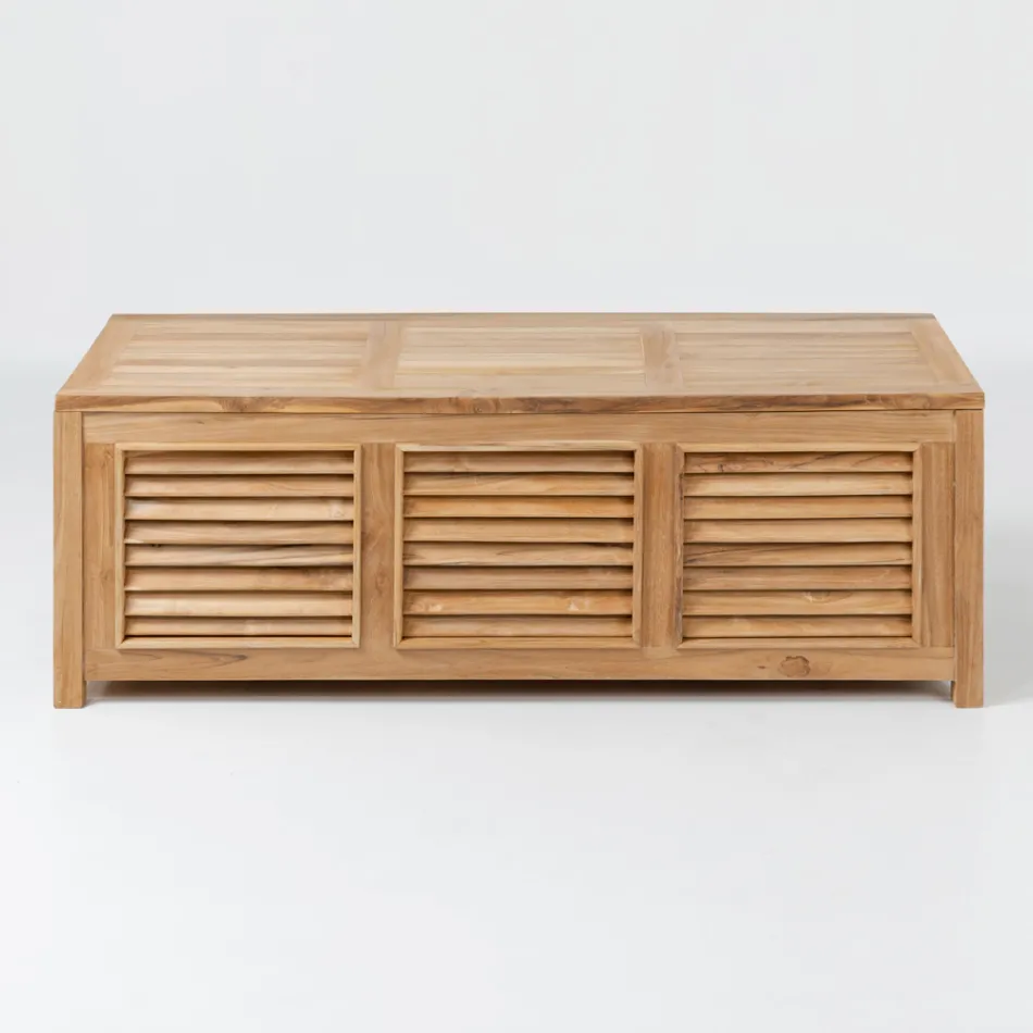 Garden Chest Made of Natural Teak - Hide Viadurini