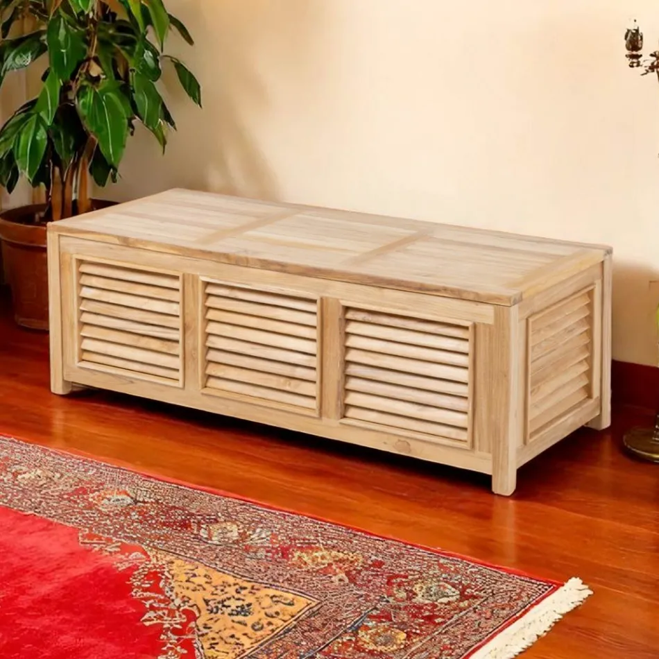 Garden Chest Made of Natural Teak - Hide Viadurini