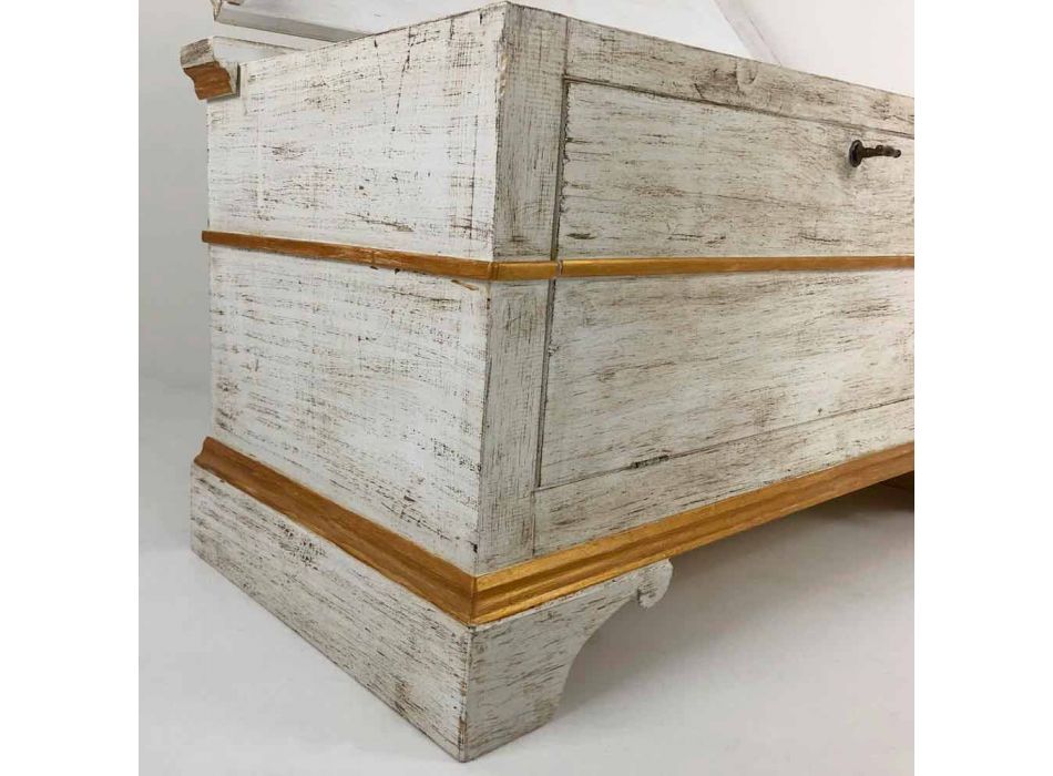 Chest Handmade in Solid Wood with Gold Profiles Made in Italy - Caio