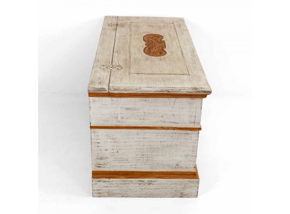 Chest Handmade in Solid Wood with Gold Profiles Made in Italy - Caio
