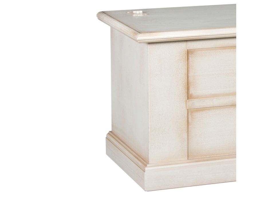 Chest in Patinated White Veneered Wood Made in Italy - Parvati Viadurini
