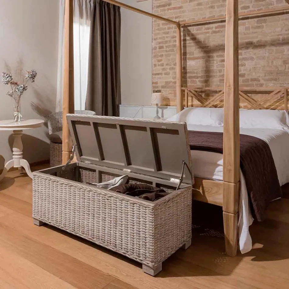 Outdoor chest in natural fiber of Kubù - Nogitsune Viadurini