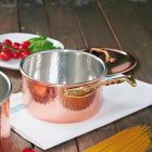 High Round Casserole in Hand Tinned Copper with Handle 20 cm - Giancarlo Viadurini