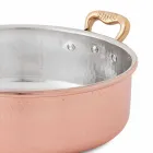 Low Casserole in Tinned Copper by Hand Round with 2 Handles 24 cm - Gianfranco Viadurini