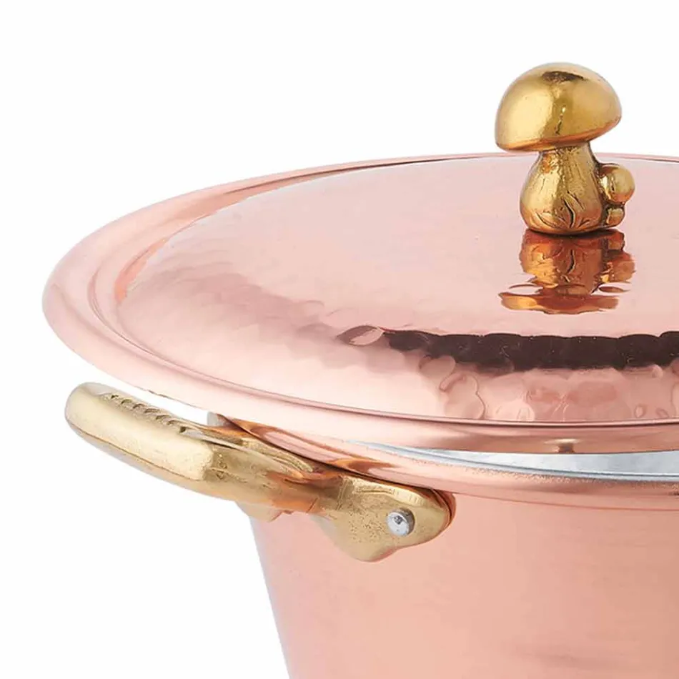 Hand Tinned Conical Oven Copper Casserole and Lid 28 cm - Marialuna Viadurini