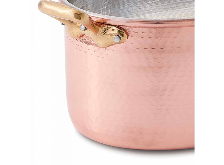 Oval Hand Tinned Copper Casserole for Oven and Lid 37x26 cm - Mariag Viadurini
