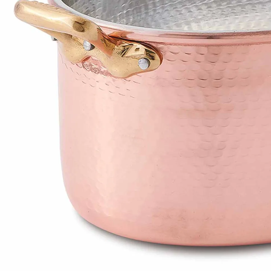 Oval Hand Tinned Copper Casserole for Oven and Lid 37x26 cm - Mariag Viadurini
